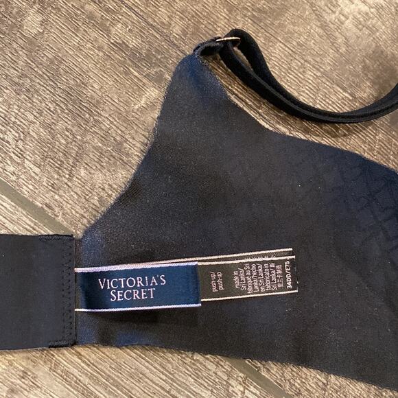 VICTORIA'S SECRET Black Rose Gold Metallic Dot Push Up Bra 34DD - Picture 4 of 5